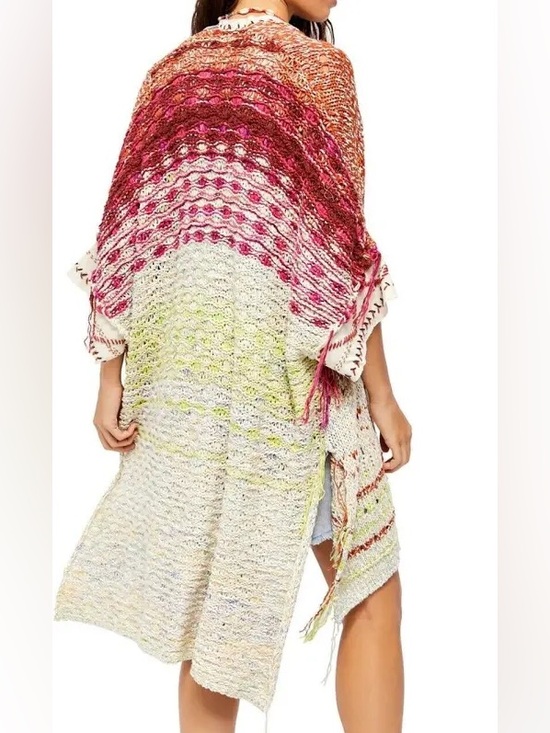 Free People Sweaters - Free People Skies the Limit Cardigan/sweater/poncho Dessert Dream Fringe Boho